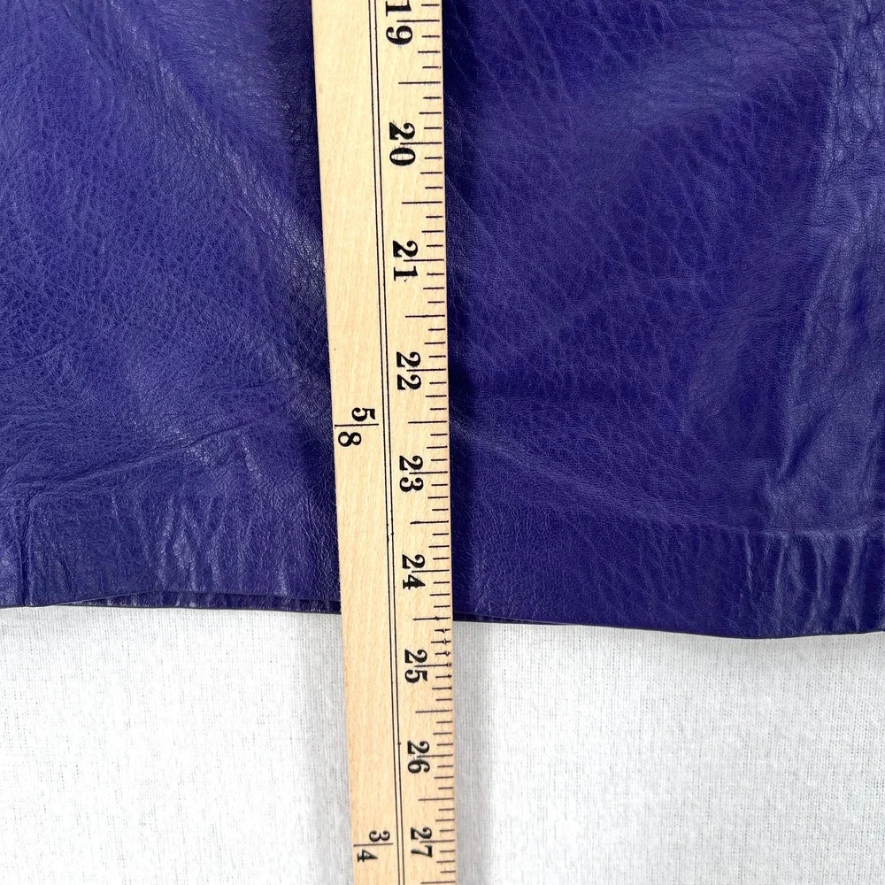 BAGATELLE Vintage 80’s Leather Pencil Skirt Womens 10 Purple Knee Length Pockets